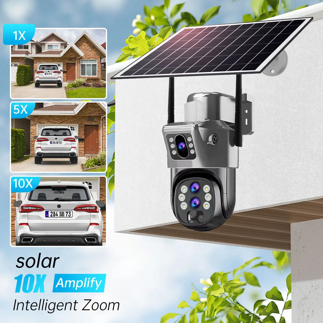 Solar Outdoor Camera 12MP 6K 4G SIM 10X Zoom PTZ