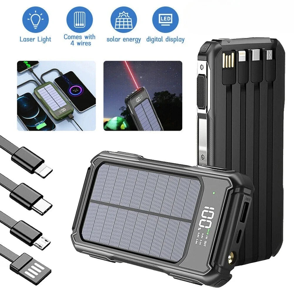 Solar Power Bank 20000mAh 4-port USB Charger