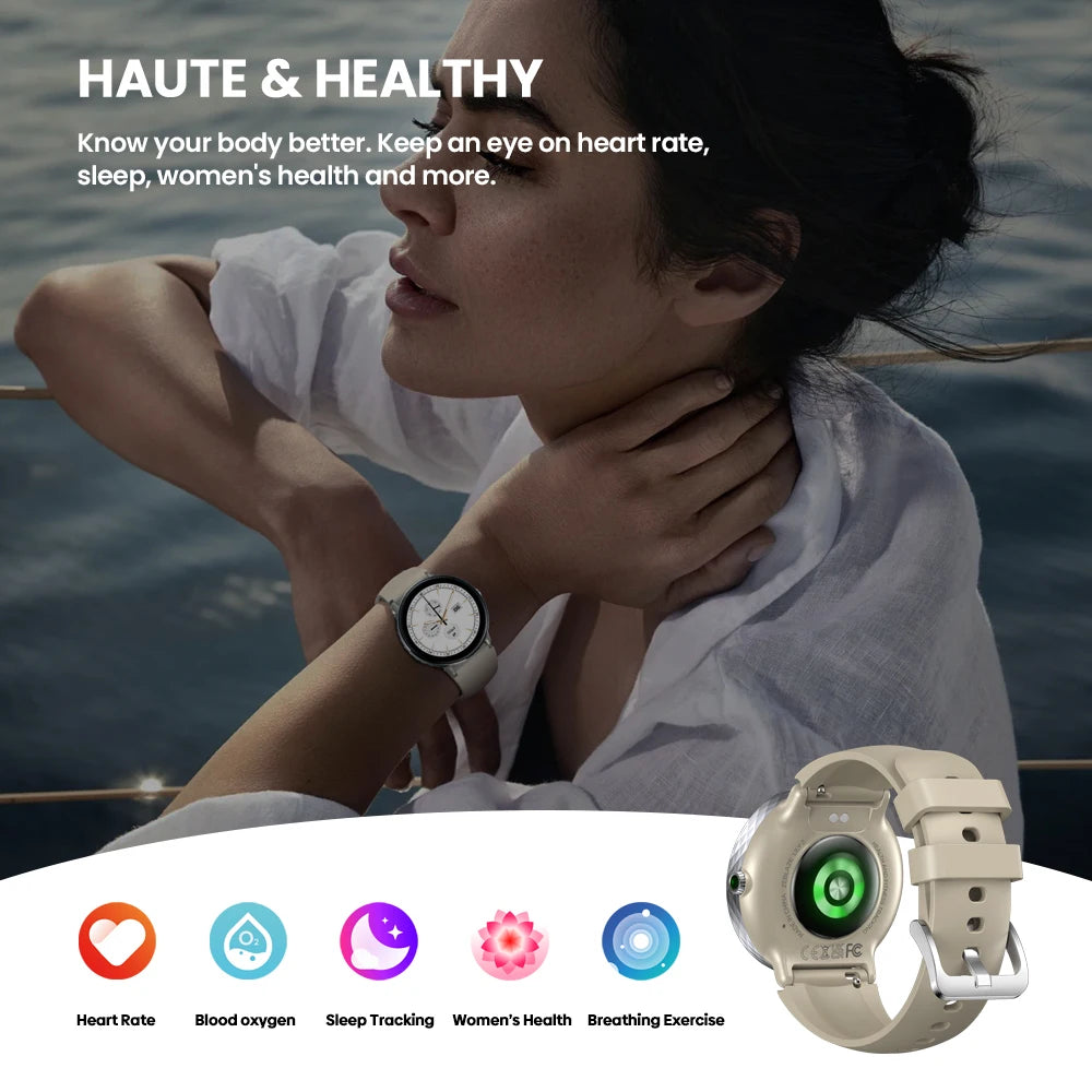 Moderne Damen Smartwatch 1,2" AMOLED mit Anruffunktion