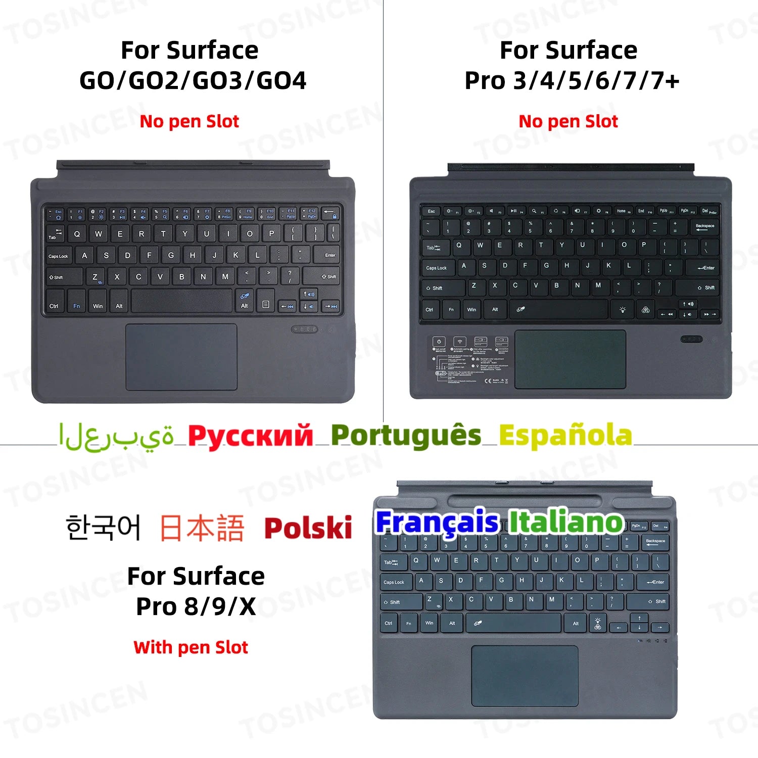 RGB Trackpad Tastatur für Surface Pro & Go Modelle