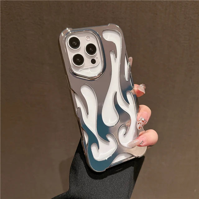 Luxus 3D Flammen Hülle für iPhone 17 Silikon