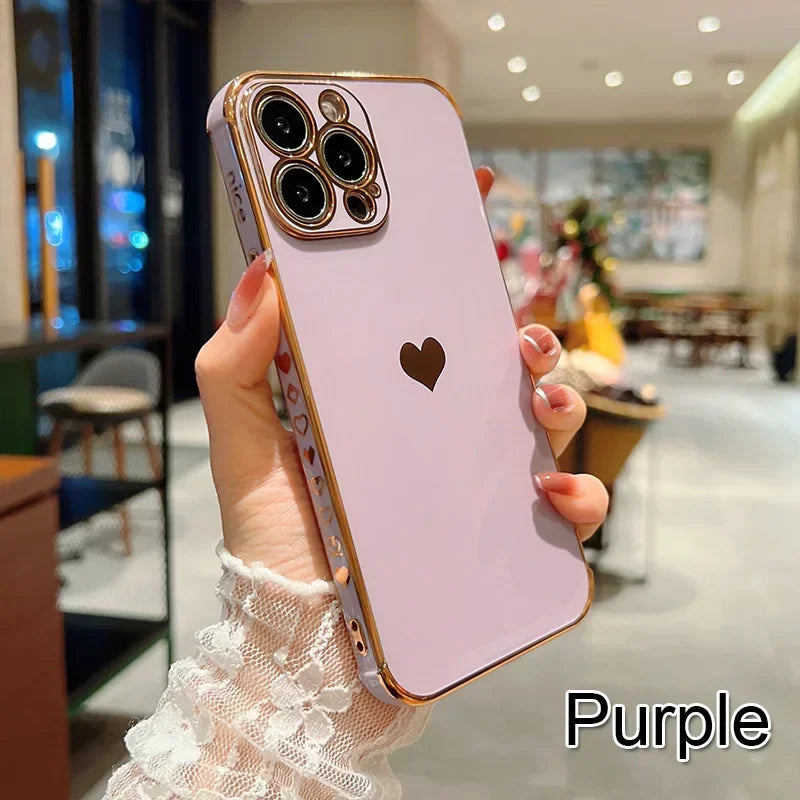Shiny heart-shaped edge phone case for iPhone 17