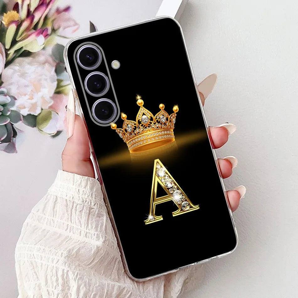 Galaxy S24 FE Case Crown & Letter Design Silicone