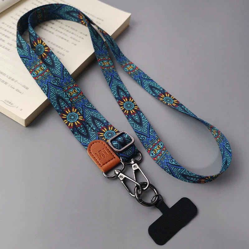 Retro Handy-Lanyard mit Totem-Muster und Clip