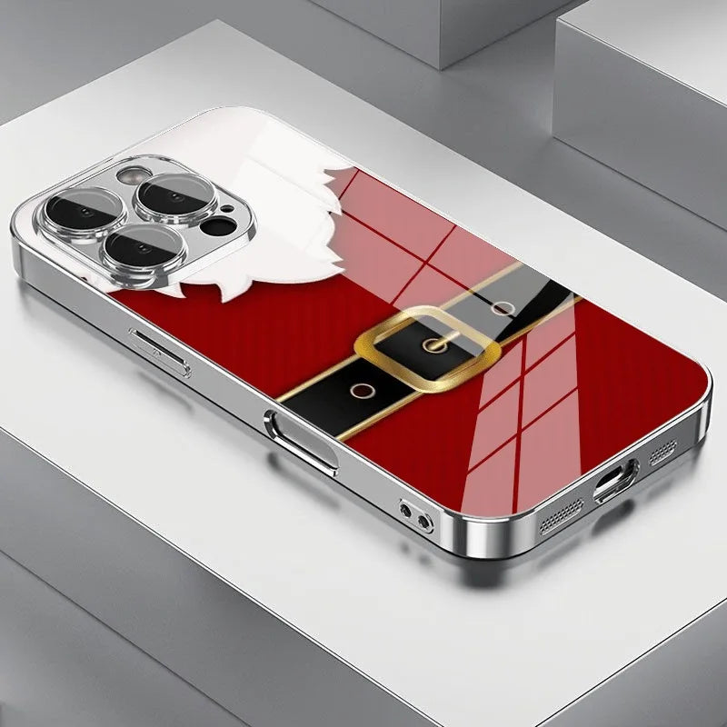 Weihnachtsmann Glas Hülle Silber für Samsung S25