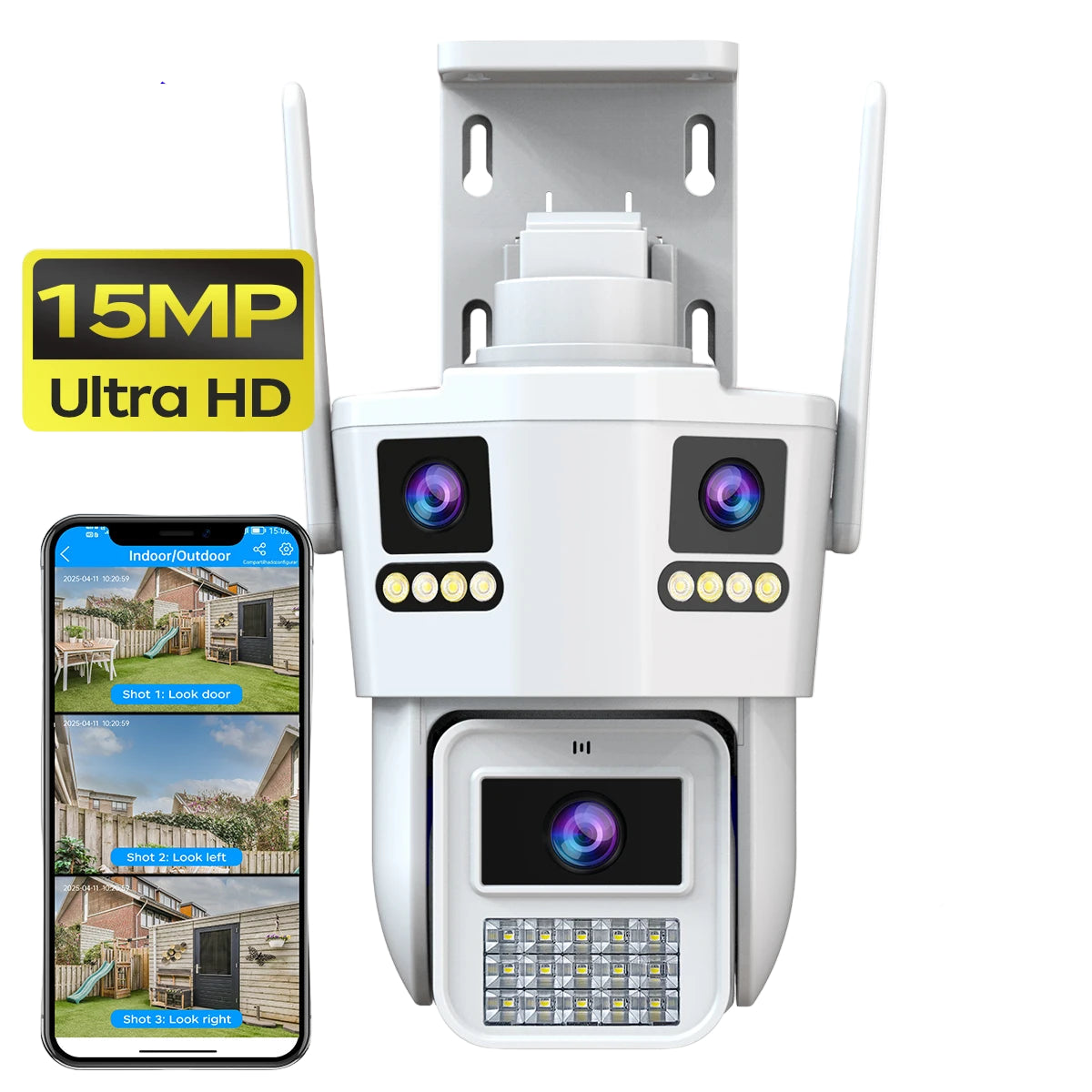 15MP Outdoor IP Kamera mit 3 Objektiven und Audio