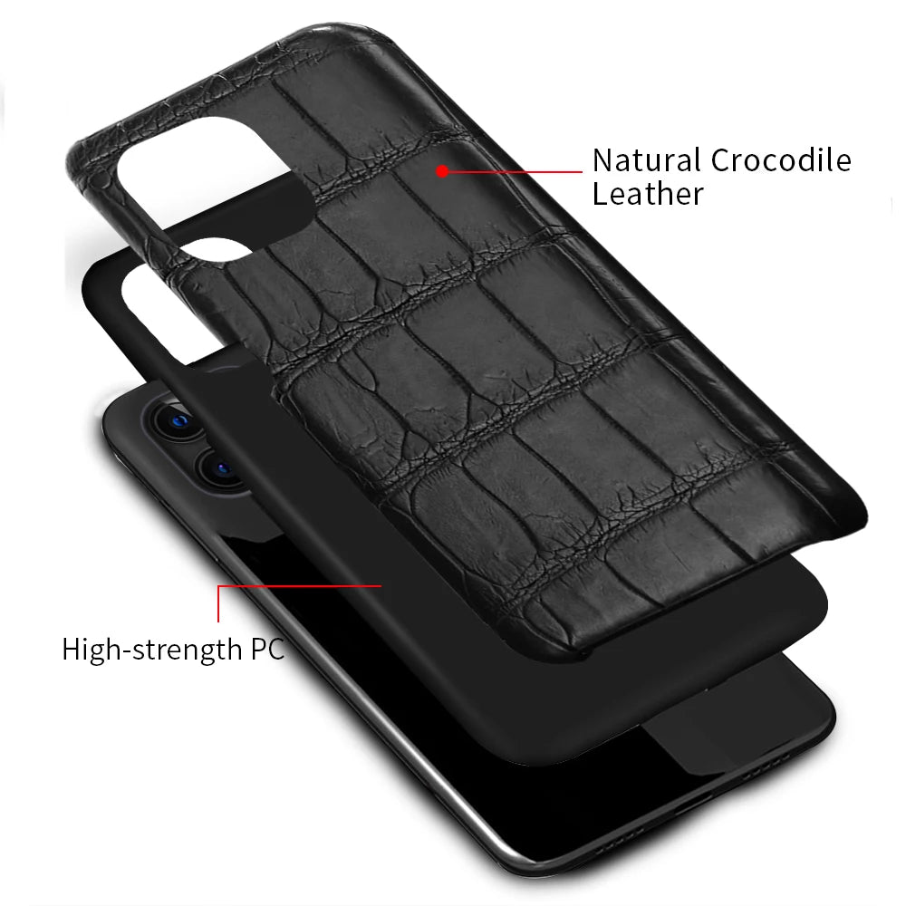 Natürliche Krokodillederhülle für iPhone 17 Pro Max