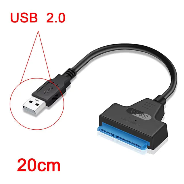 USB 3.0/2.0 SATA Kabel für SSD/HDD 20–50 cm