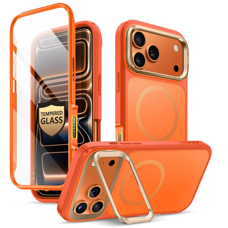 Magnet Flip Case Vollschutz mit Glas & Standfunktion for iPhone 17 Pro Max