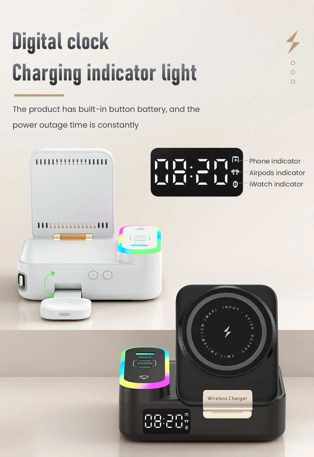 8-in-1 Magnetisches Magsafe Ladegerät mit Typ-C-Kabel