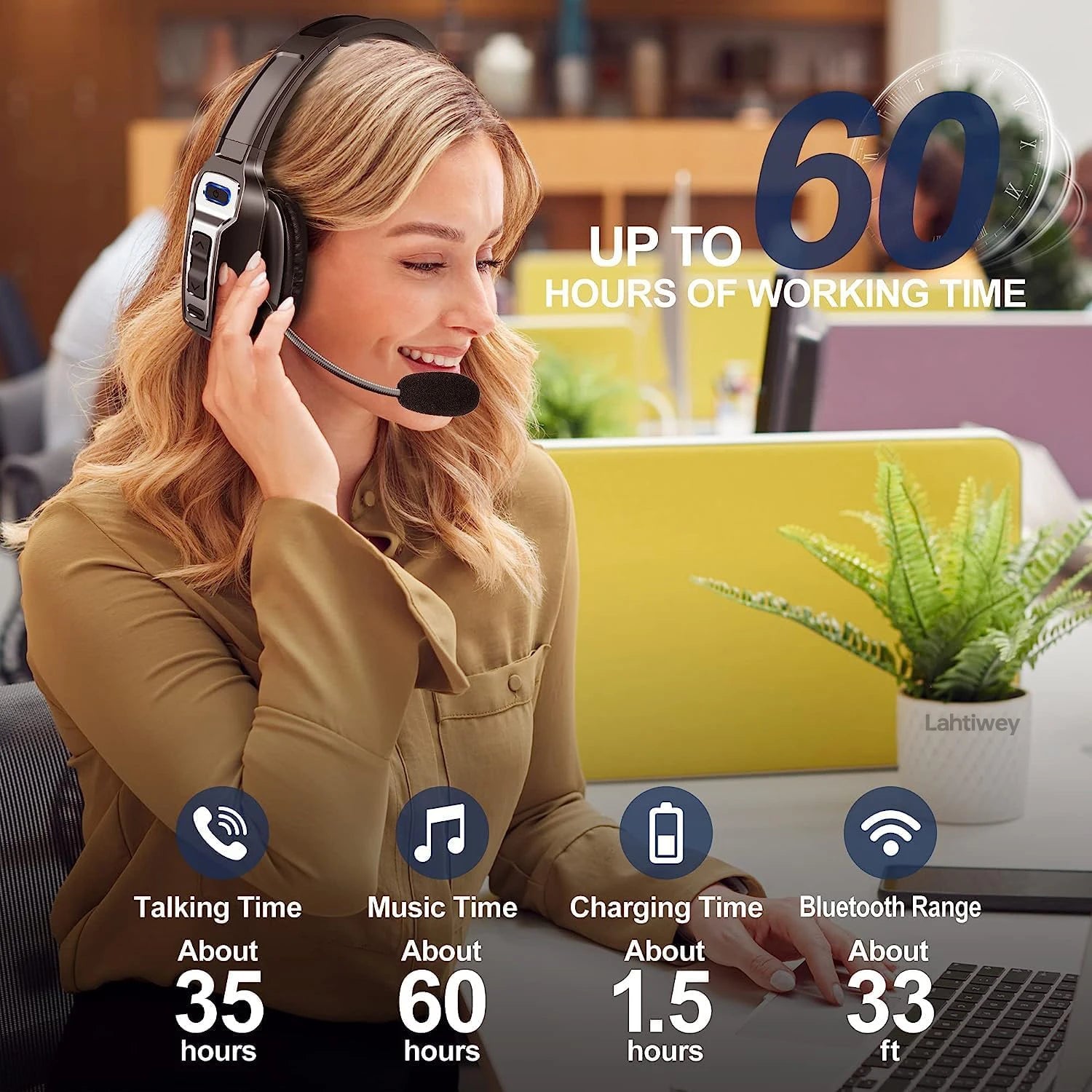 Bluetooth Headset mit Mikrofon und AI Geräuschfilter