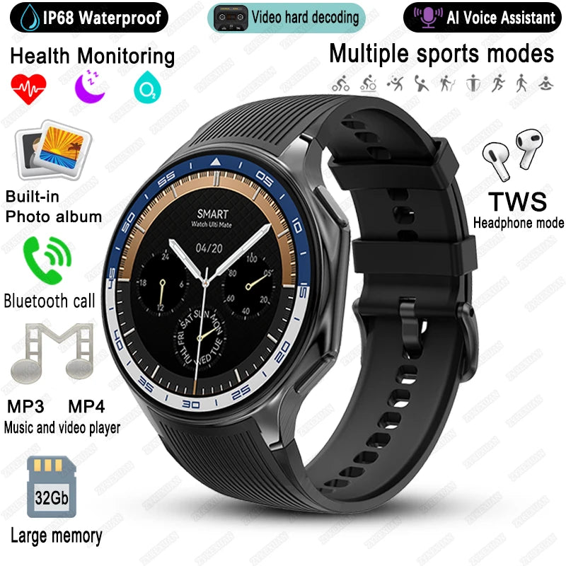 Elegante Smartwatch 2025 mit Video & Fitnessfunktionen