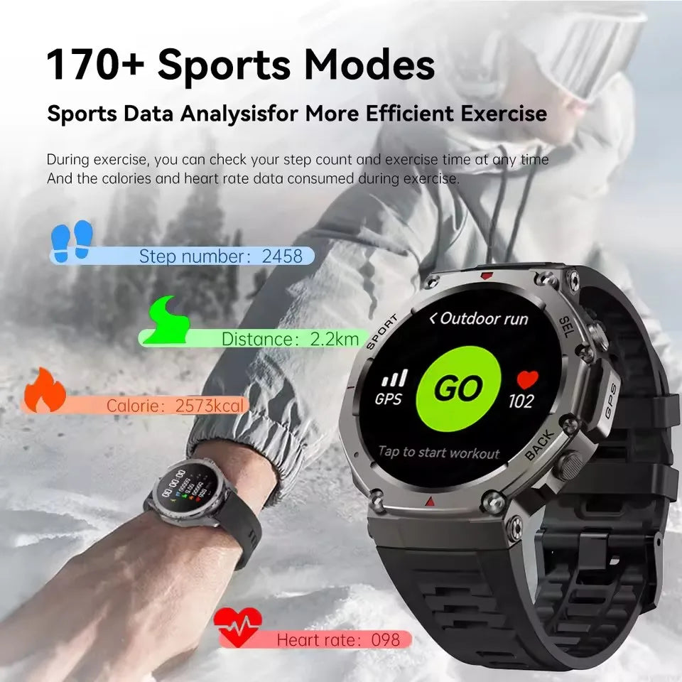Taktische GPS Smartwatch mit Höhenmesser & Kompass