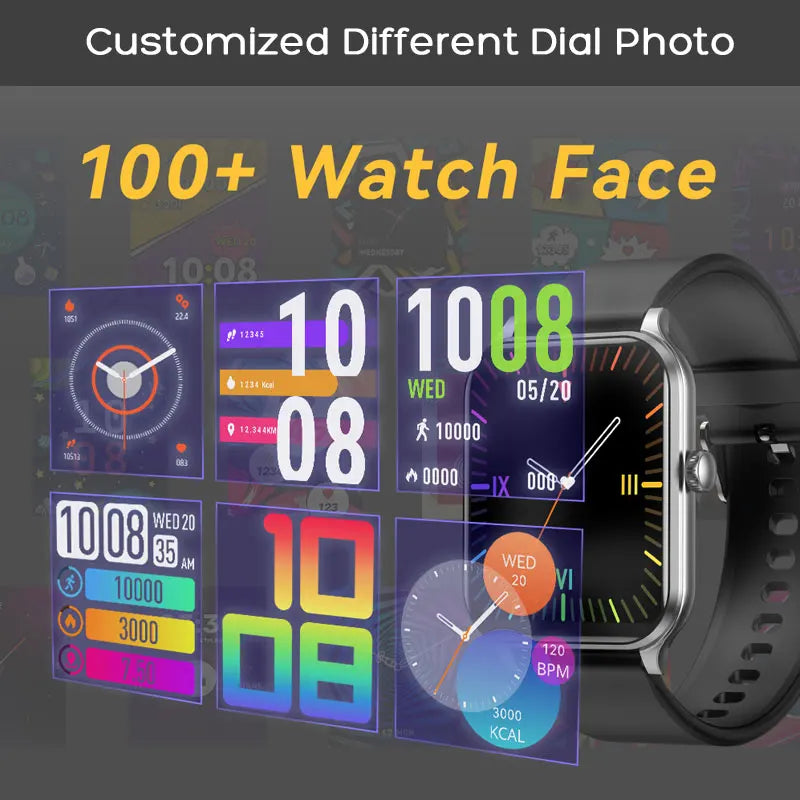 Klassische Smartwatch Schwarz mit Fitness & Anruf