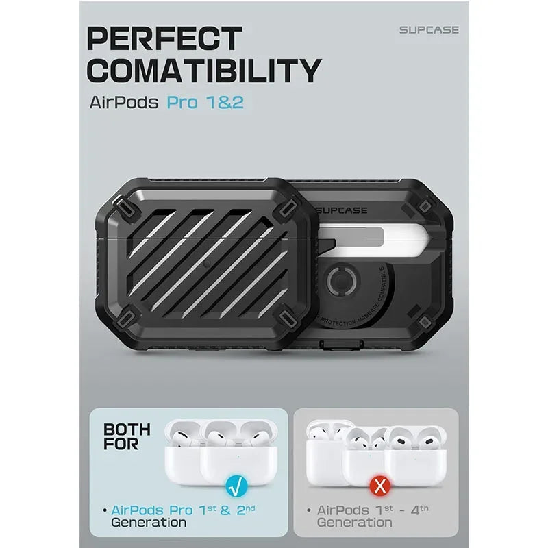 Hülle für AirPods Pro 1/2 Generation Hard Shell mit Karabiner