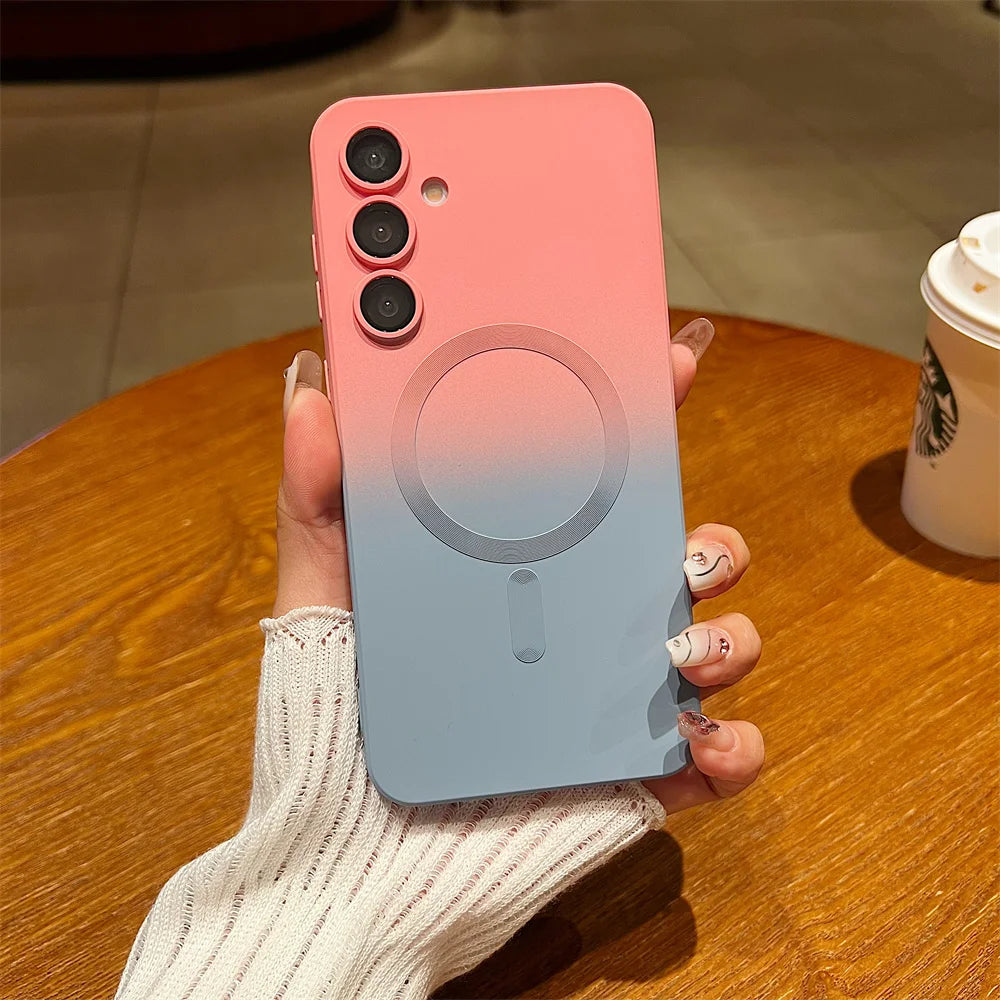 Stylish gradient case with magnet & soft silicone