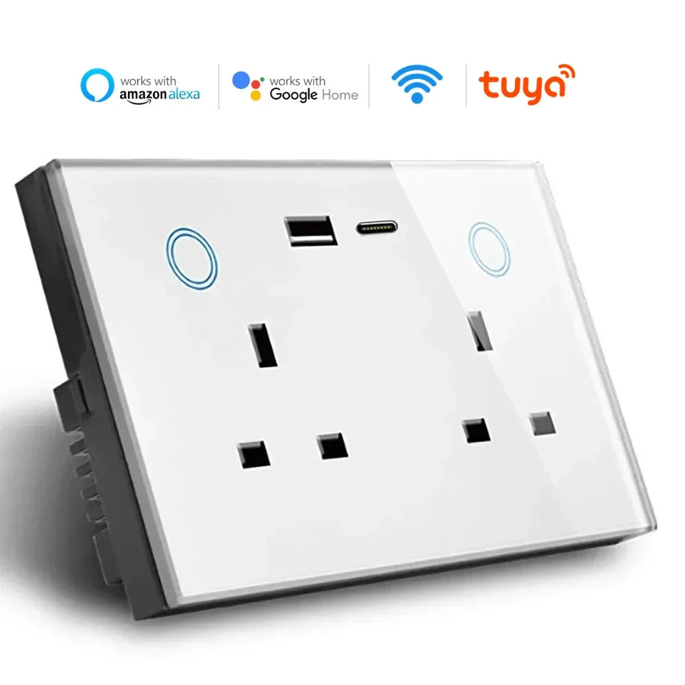 Smart WiFi socket UK Dual with USB-C 20W