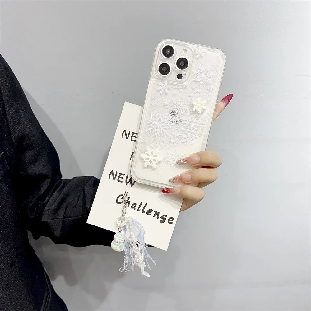 Glitter Snowflake TPU Case for iPhone 16