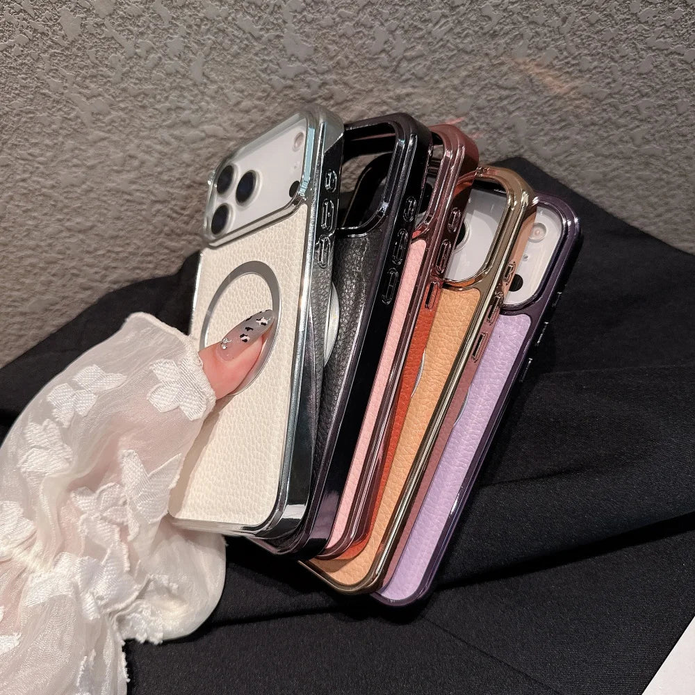 Magnetic PU leather case for iPhone 17 Pro Max