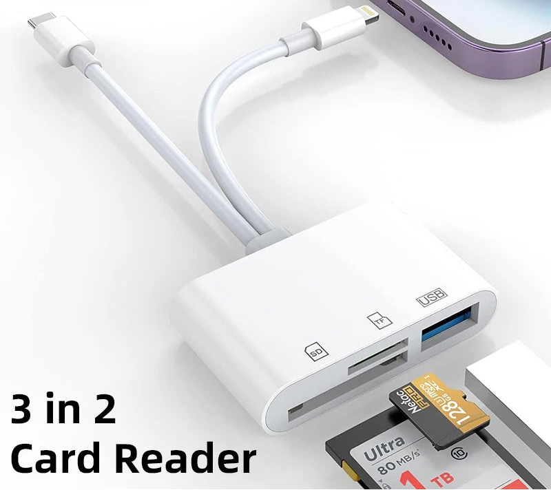 3 in 1 Kartenleser Lightning USB C SD TF Adapter