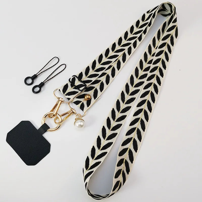 Verstellbares Blatt-Handy-Lanyard mit Perlen
