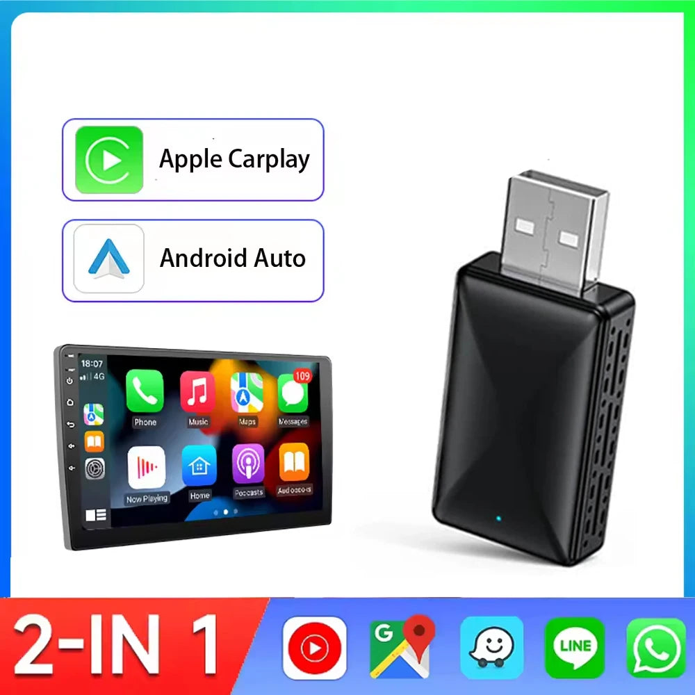 2in1 Kabel-zu-Wireless CarPlay Android Auto Adapter