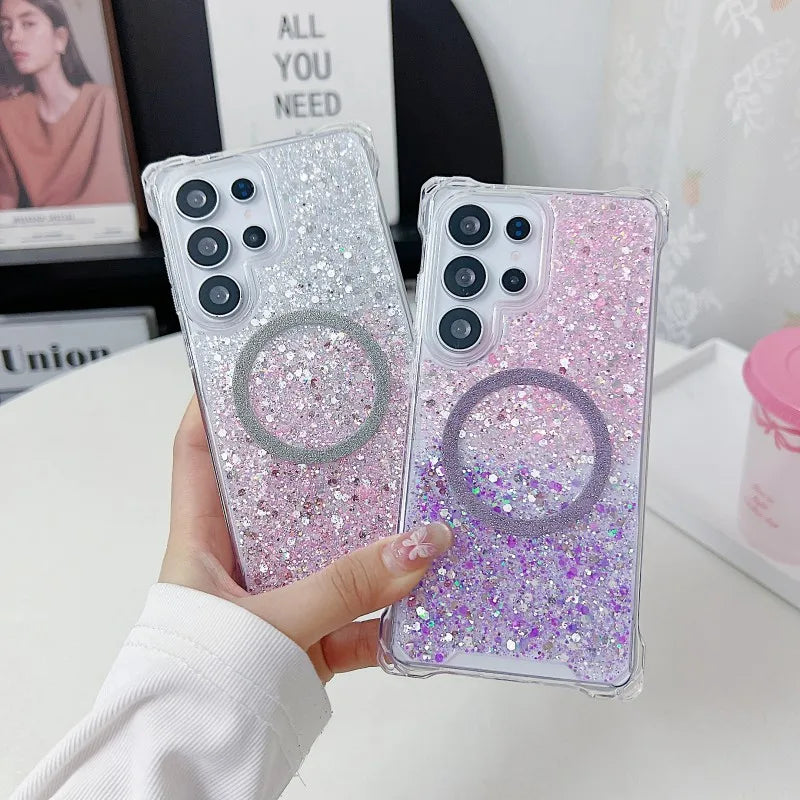 Glitzer Hülle mit Band für iPhone 17 Stoßfest