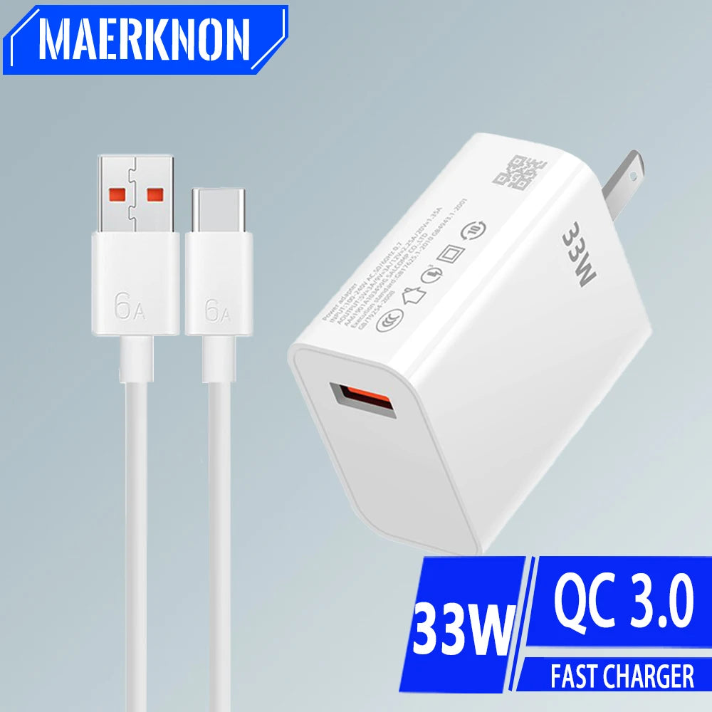 Chargeur rapide USB 33 W, prise UE/US