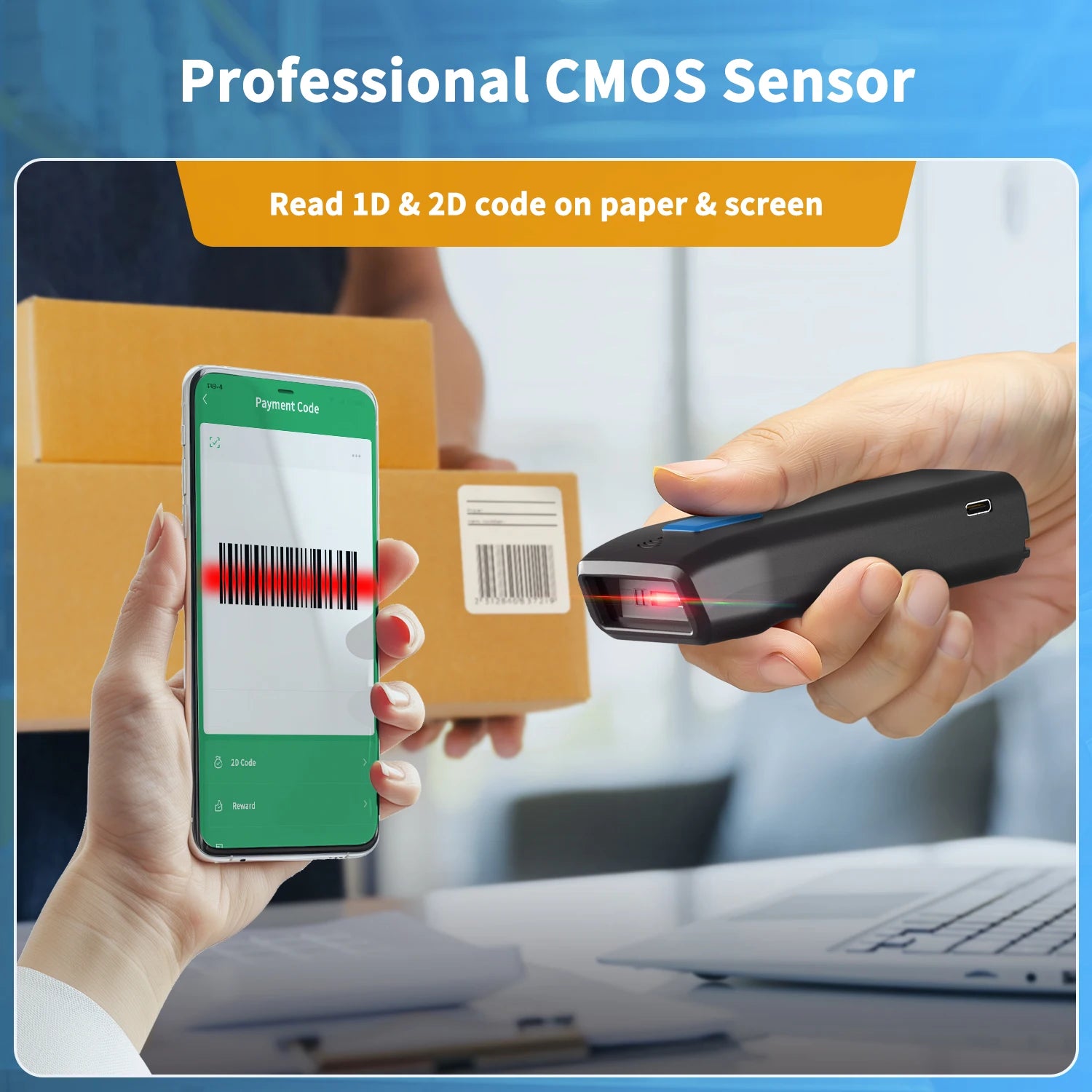 Bluetooth QR Barcode Scanner 2D Drahtlos für POS