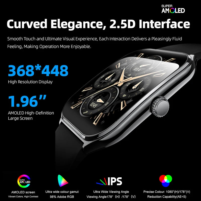 Ultra dünne Smartwatch 1,96" AMOLED mit Sportmodus