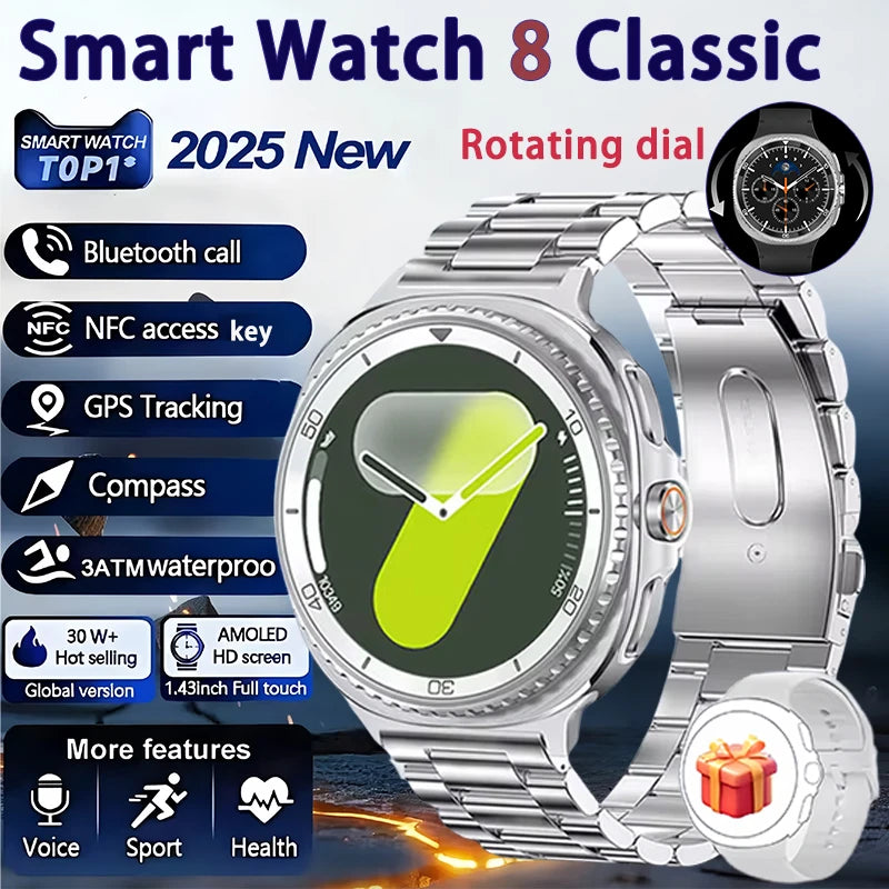 Elegante Uhr 8 Smartwatch 1,43" AMOLED GPS NFC 2025
