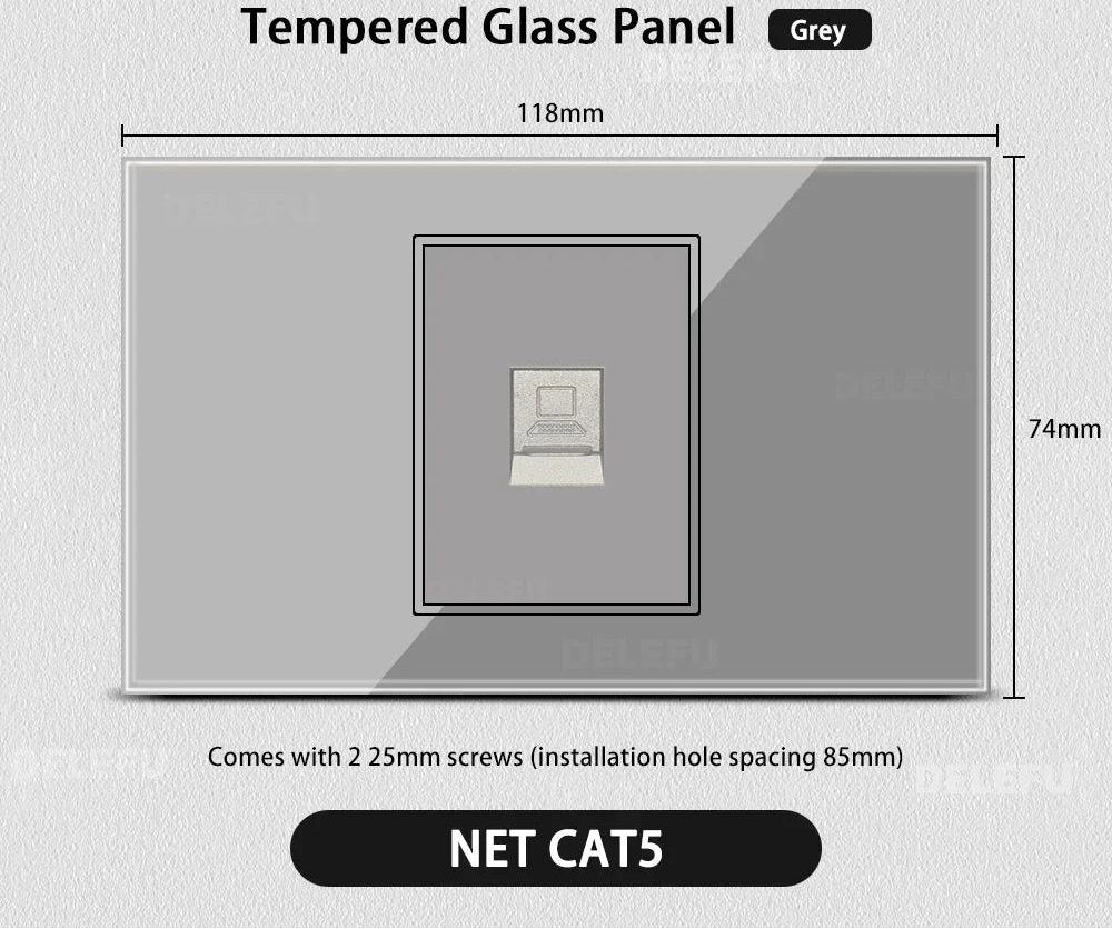 Grau Glas Smart Steckdose USB C & Wifi Schalter