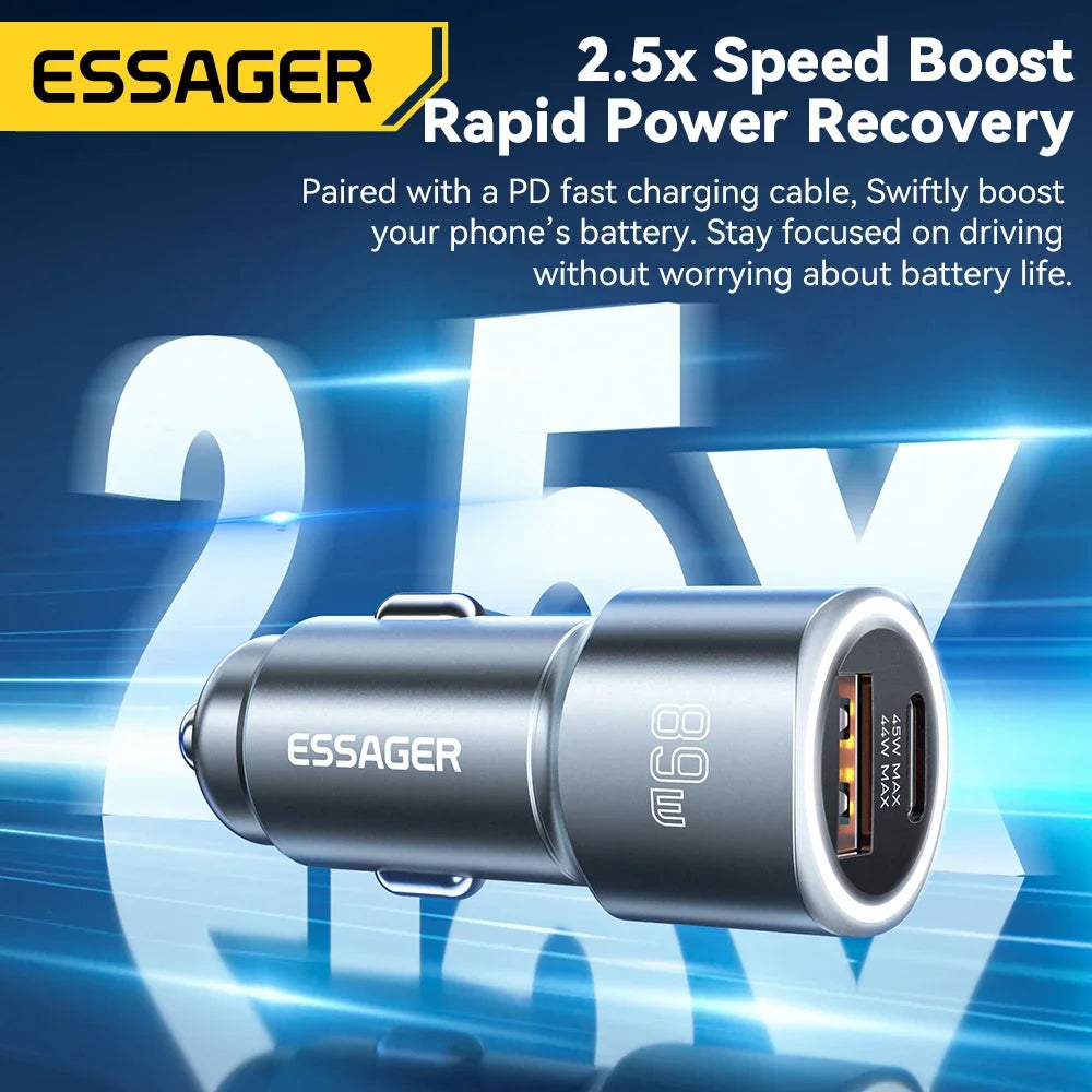 Essager 89W USB-C Autoladegerät 2 Ports