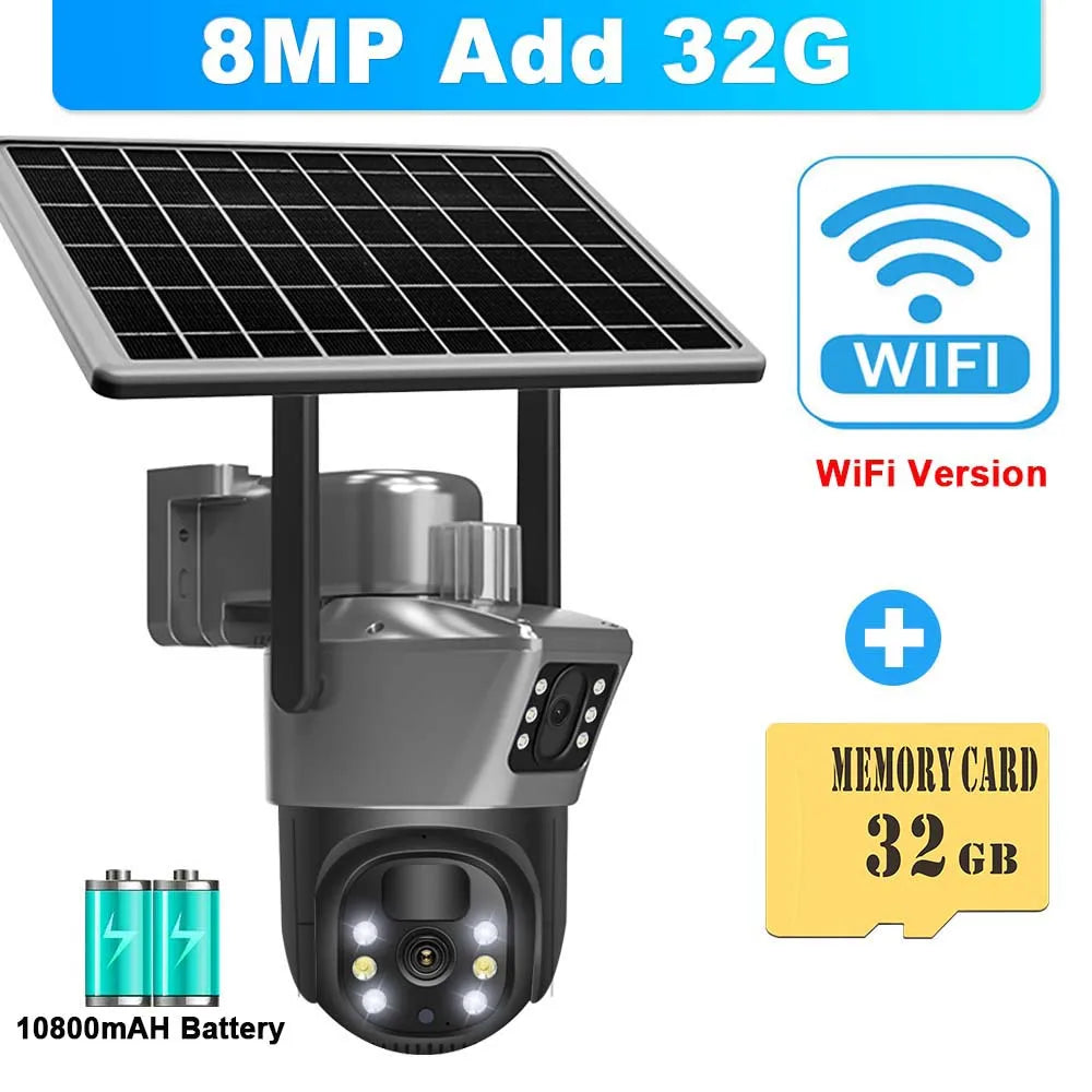 4K 8MP WiFi Solar Camera with PTZ and Dual Lens