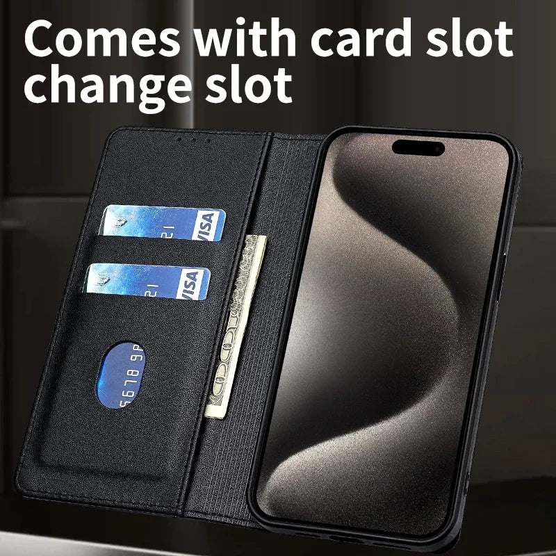 Étui en cuir de luxe avec fente pour carte Xiaomi