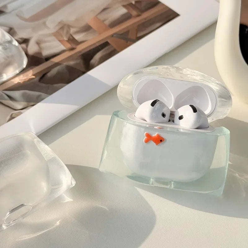 Transparente Silikon Airpods Hülle Fisch