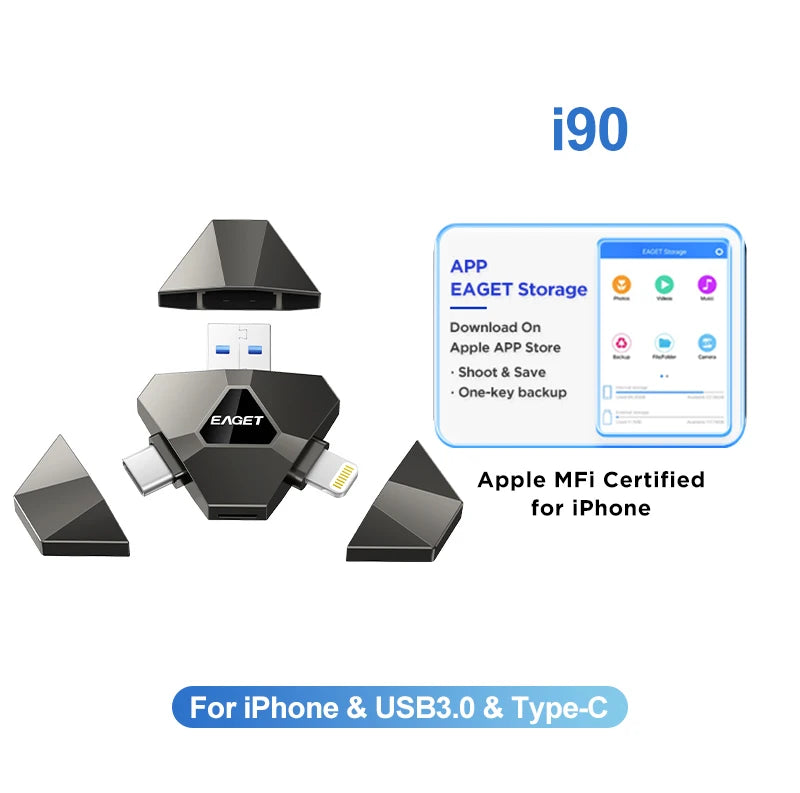 3-in-1 USB-Flash-Laufwerk USB Typ C MFi für iPhone Android