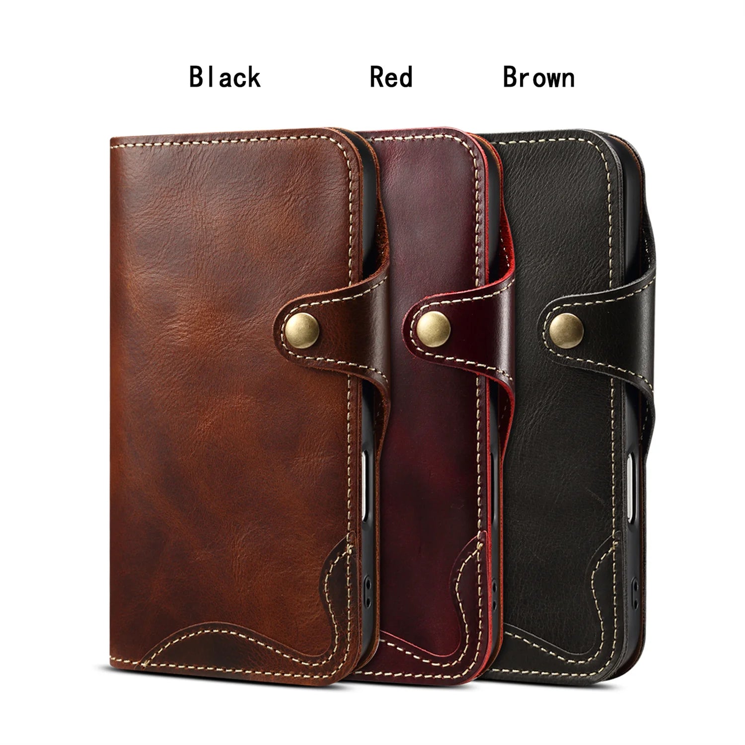 Denior Luxus-Ölwachs Echtleder Tasche für iPhone 17 Pro Max