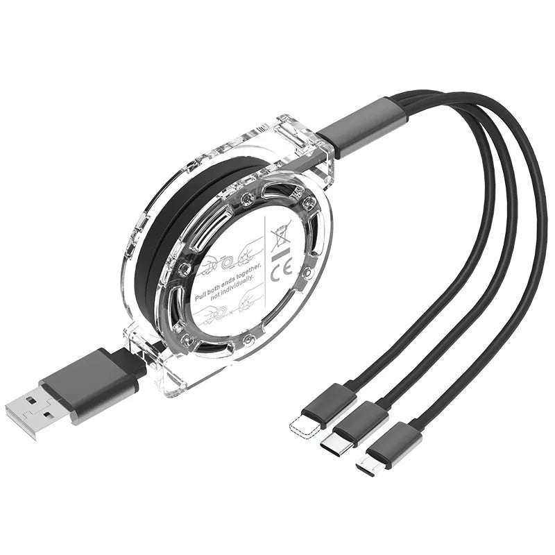 3-in-1 Einziehbares USB-Ladekabel