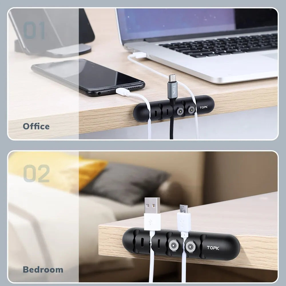 Magnetic silicone cable holder for cables