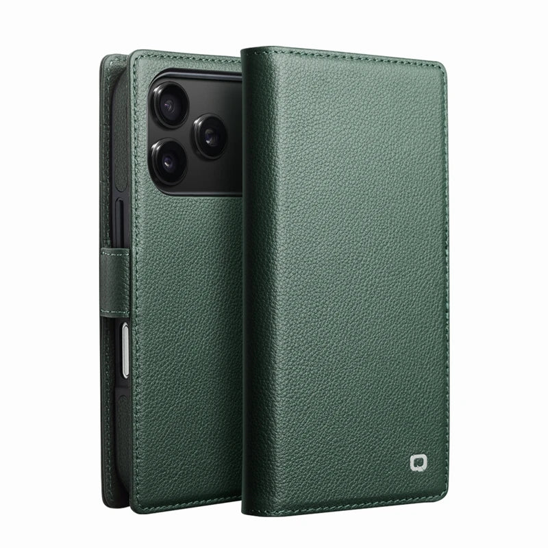 Luxus Echtleder Flip Hülle für iPhone 17 Pro Max