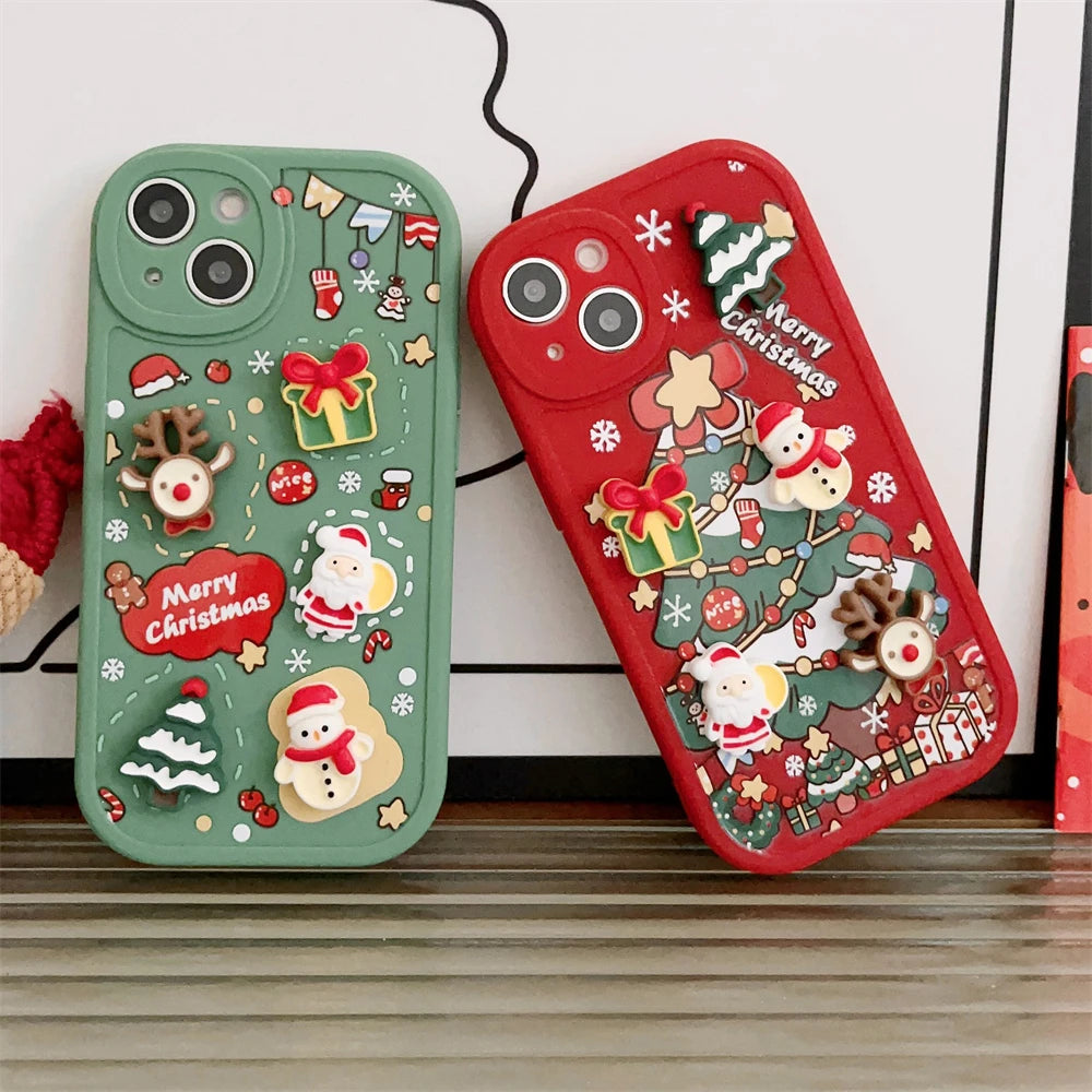 Niedliche 3D Weihnachts-Hülle für iPhone 16 Pro Max