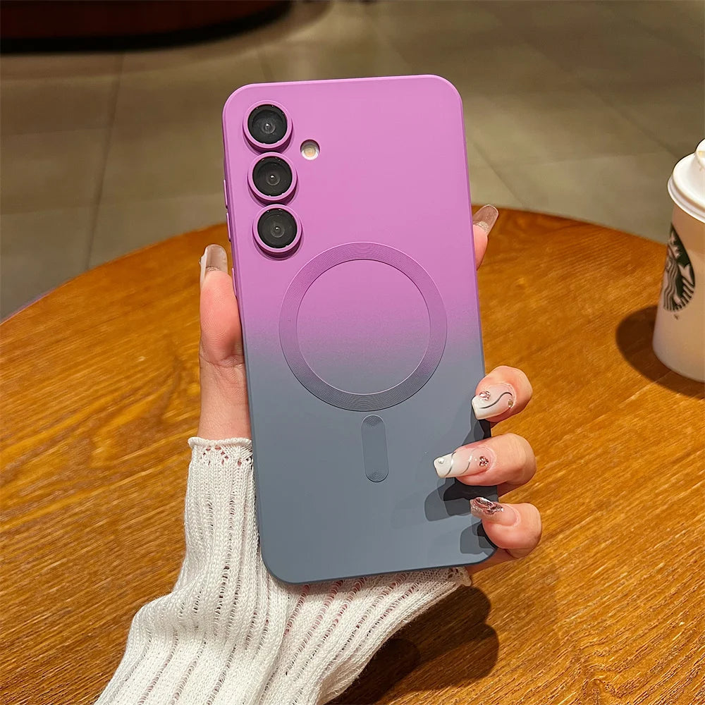 Stylish gradient case with magnet & soft silicone