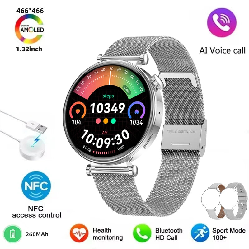 Elegante Damen Smartwatch GPS NFC Fullscreen 2025