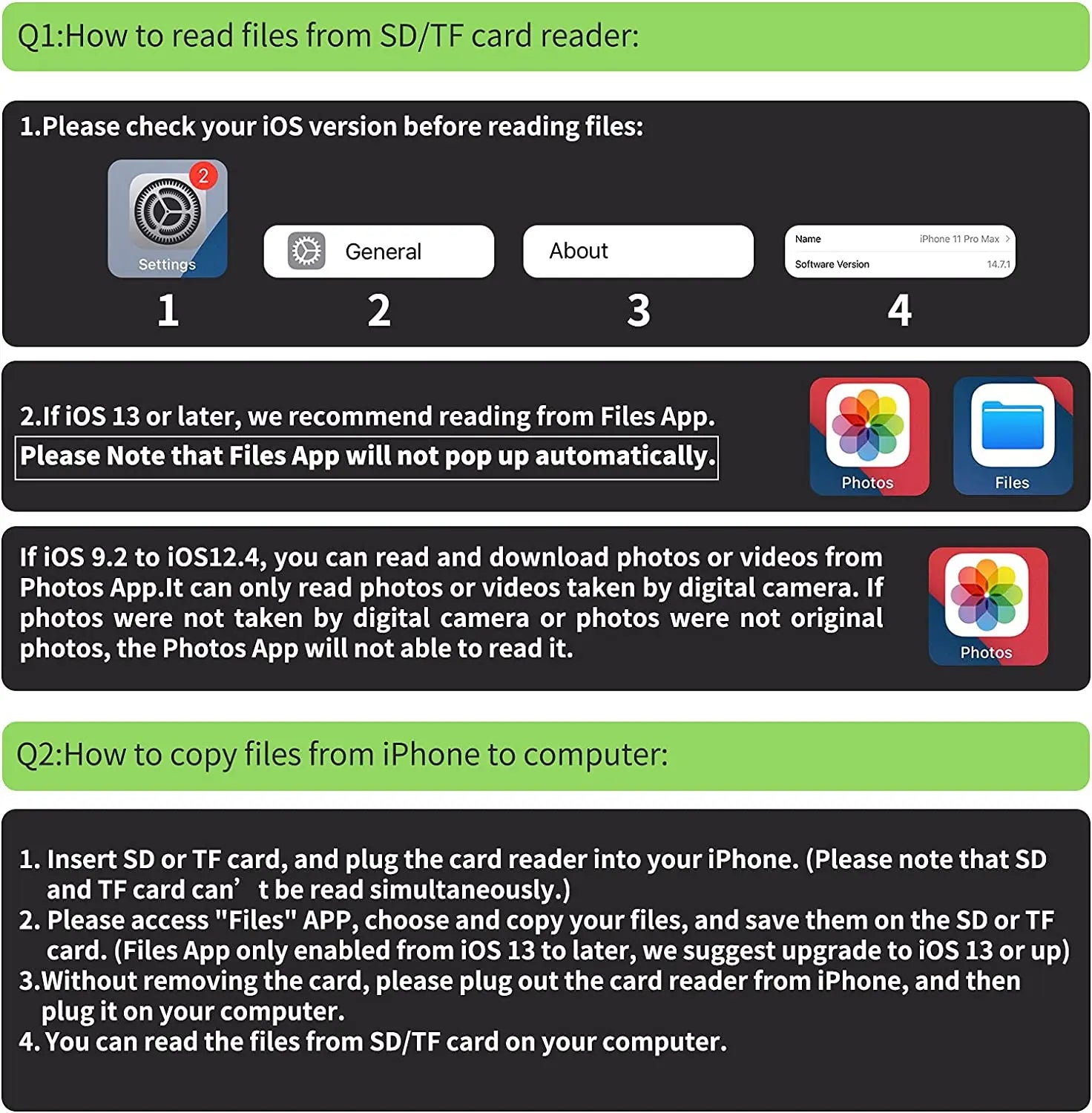 3-in-1 Adapter Kartenleser für iPhone iPad USB C