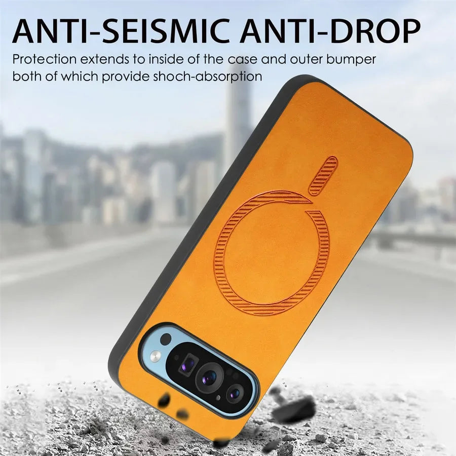 Luxury Leather Case for Pixel 9 Pro Magsafe