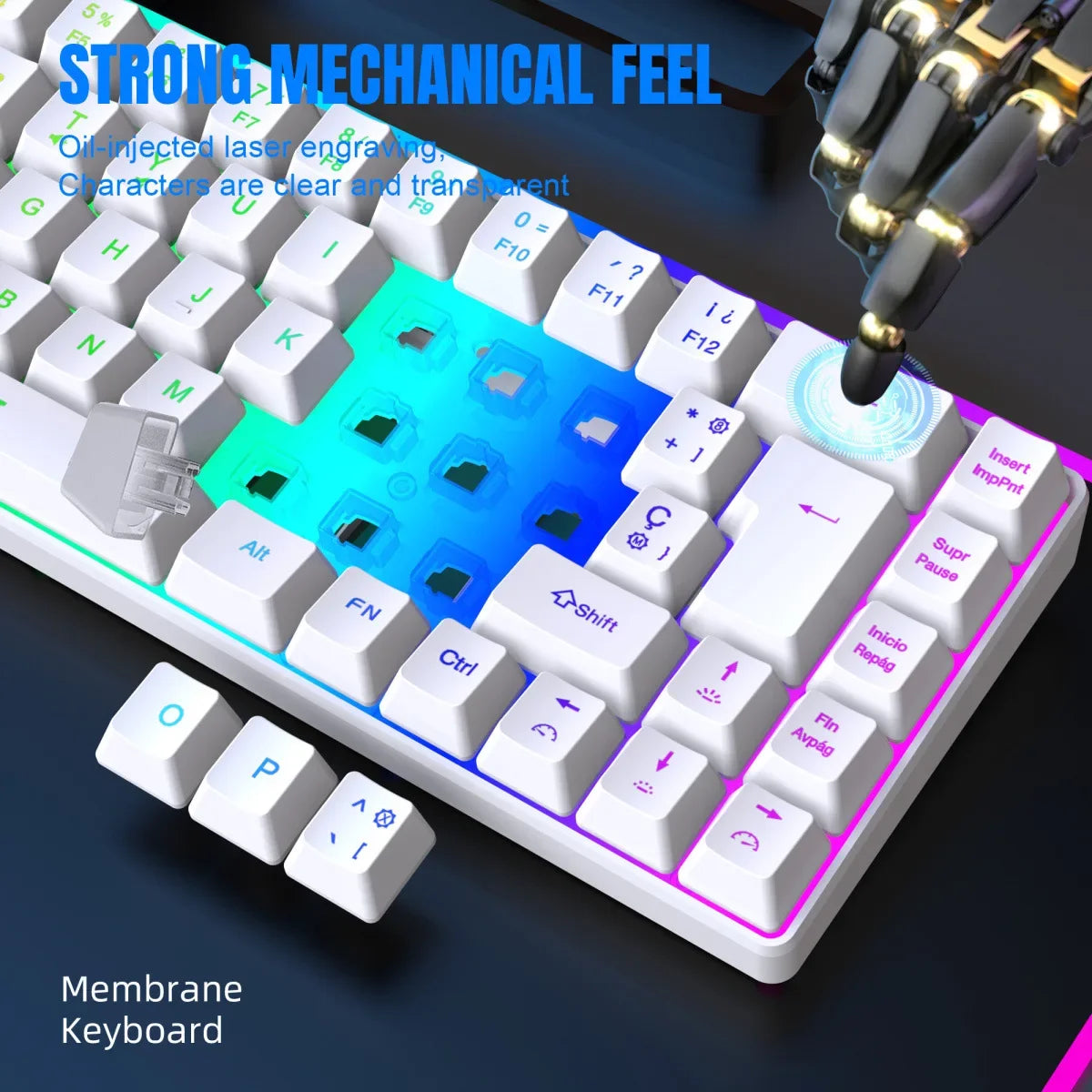 RGB 69-Tasten Russische Gaming Tastatur