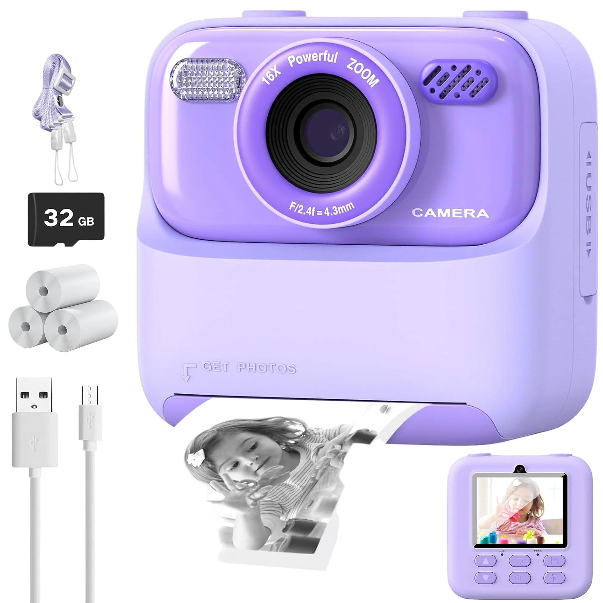 Kinder Sofortbildkamera HD Dual Kamera Selfie