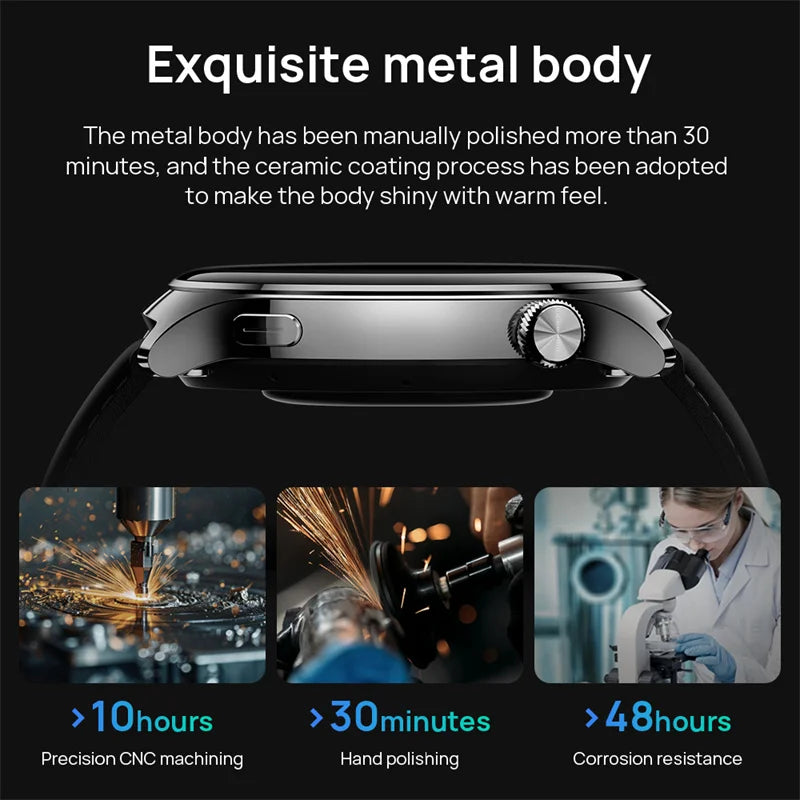 Leichte Smartwatch 1.32" AMOLED GPS Sportmodi Metallgehäuse