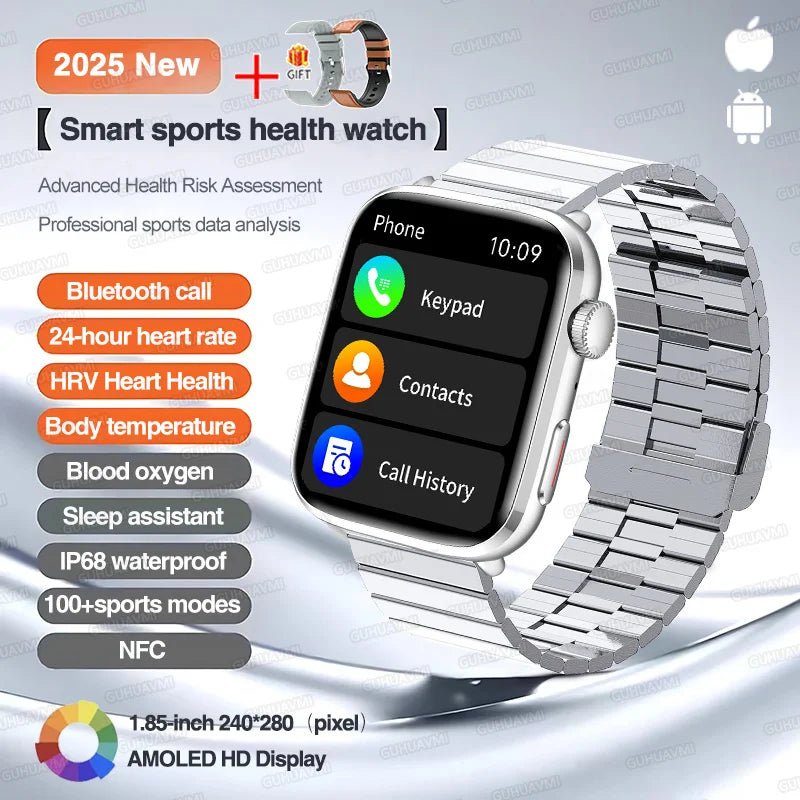 Klassische Smartwatch 2025 Herren Damen GPS NFC AMOLED